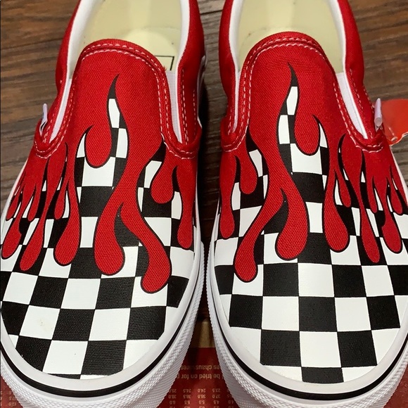 Vans Other - VANS CLASSIC SLIP-ON CHECKER FLAME Racing Red men’